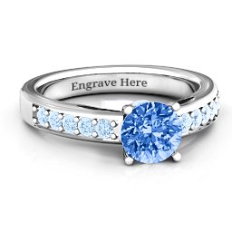 Peekaboo Ring in 925 Sterling Silver with Fancy Blue Premium Zirconia and Aquamarine