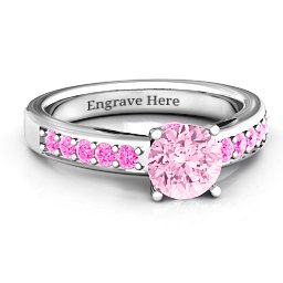 Peekaboo Ring in 925 Sterling Silver with Fancy Pink Premium Zirconia and Pink Tourmaline