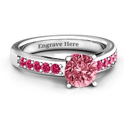 Peekaboo Ring in 925 Sterling Silver with Red Premium Zirconia and Ruby
