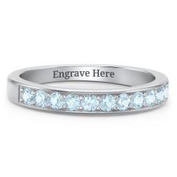 Shadow Band of Stones Ring in 925 Sterling Silver with Blue Topaz