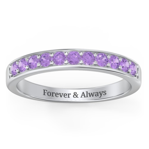Shadow Band of Stones Ring – Sterling Silver with Amethyst