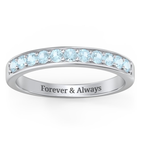 Shadow Band of Stones Ring – Sterling Silver with Blue Topaz