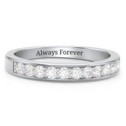 Shadow Band of Stones Ring in 925 Sterling Silver with Diamond