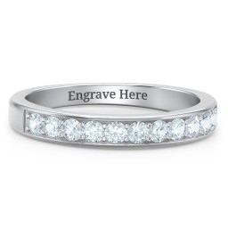 Shadow Band of Stones Ring in 925 Sterling Silver with Aquamarine