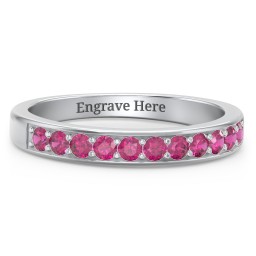 Shadow Band of Stones Ring in 925 Sterling Silver with Ruby