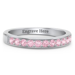 Shadow Band of Stones Ring in 925 Sterling Silver with Pink Tourmaline