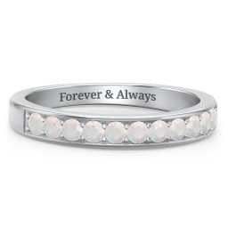Shadow Band of Stones Ring in 925 Sterling Silver with Opal
