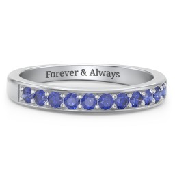 Shadow Band of Stones Ring in 925 Sterling Silver with Blue Sapphire