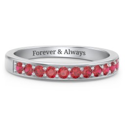 Shadow Band of Stones Ring in 925 Sterling Silver with Garnet
