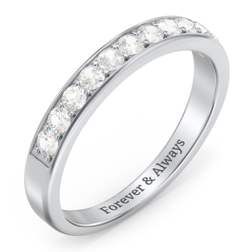 Shadow Band of Stones Ring – Sterling Silver with Cubic Zirconia