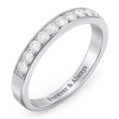 Shadow Band of Stones Ring – Sterling Silver with Diamond