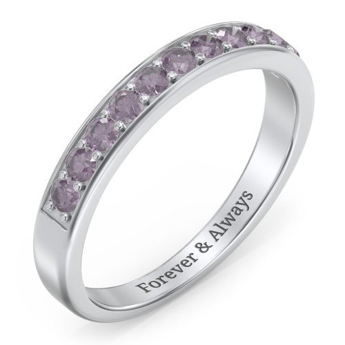 Shadow Band of Stones Ring – Sterling Silver with Alexandrite