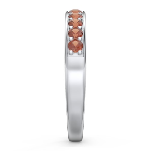 Shadow Band of Stones Ring – Sterling Silver with Garnet