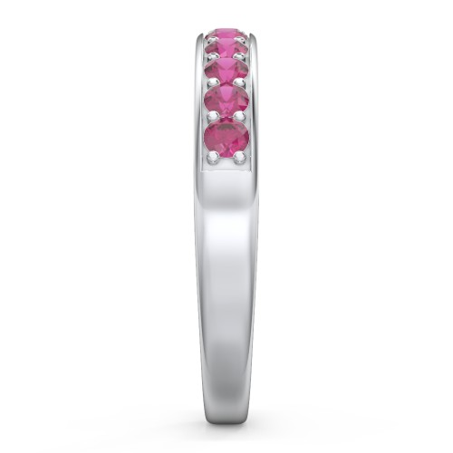 Shadow Band of Stones Ring – Sterling Silver with Ruby