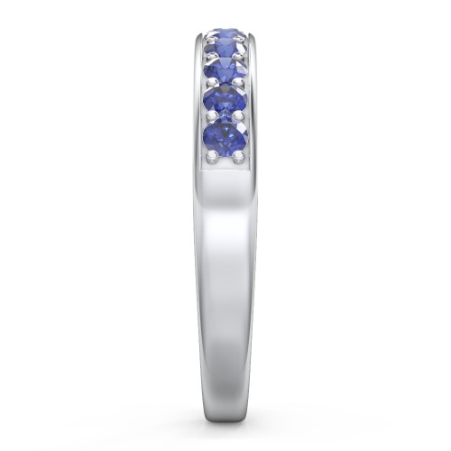 Shadow Band of Stones Ring – Sterling Silver with Blue Sapphire