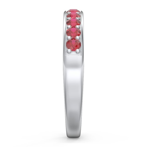 Shadow Band of Stones Ring – Sterling Silver with Garnet