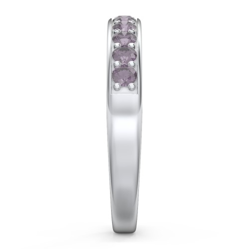 Shadow Band of Stones Ring – Sterling Silver with Alexandrite