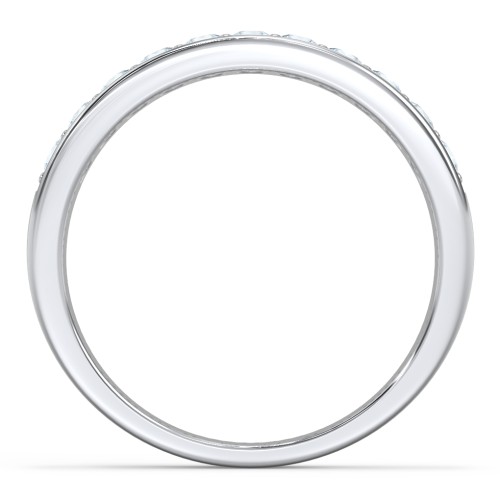Shadow Band of Stones Ring – Sterling Silver with Aquamarine
