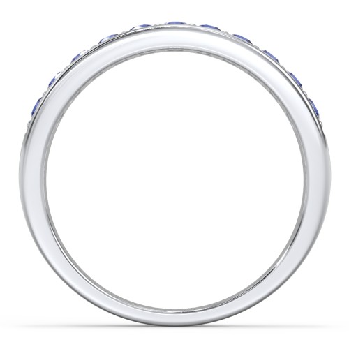 Shadow Band of Stones Ring – Sterling Silver with Blue Sapphire