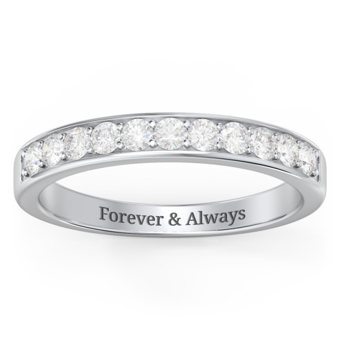 Shadow Band of Stones Ring – Sterling Silver with Diamond