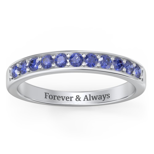 Shadow Band of Stones Ring – Sterling Silver with Blue Sapphire