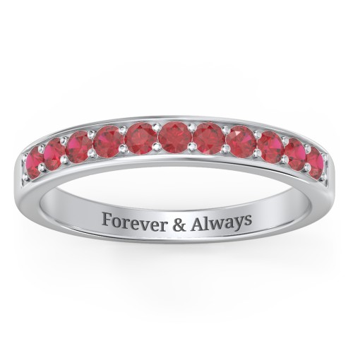 Shadow Band of Stones Ring – Sterling Silver with Garnet