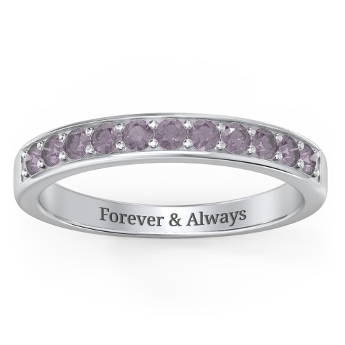 Shadow Band of Stones Ring – Sterling Silver with Alexandrite