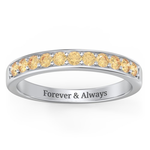 Shadow Band of Stones Ring – Sterling Silver with Citrine