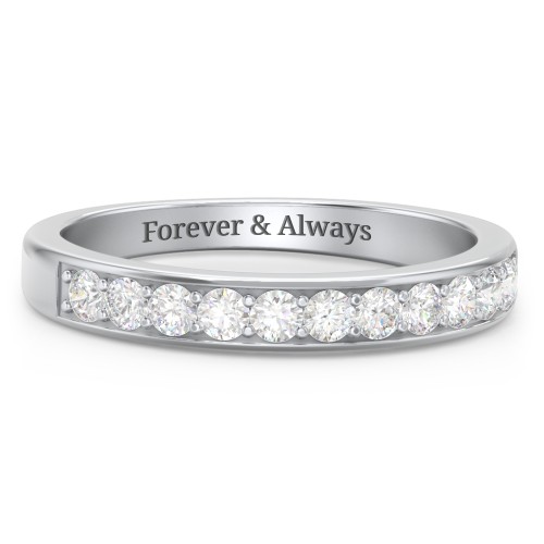Shadow Band of Stones Ring – Sterling Silver with Diamond