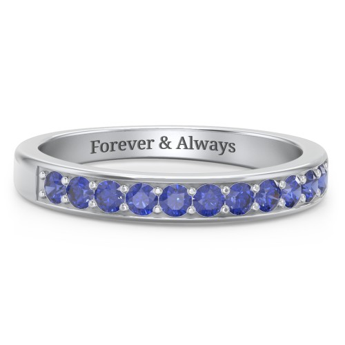 Shadow Band of Stones Ring – Sterling Silver with Blue Sapphire