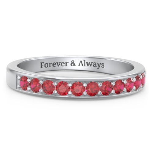 Shadow Band of Stones Ring – Sterling Silver with Garnet
