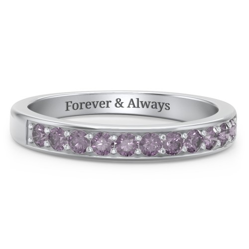 Shadow Band of Stones Ring – Sterling Silver with Alexandrite