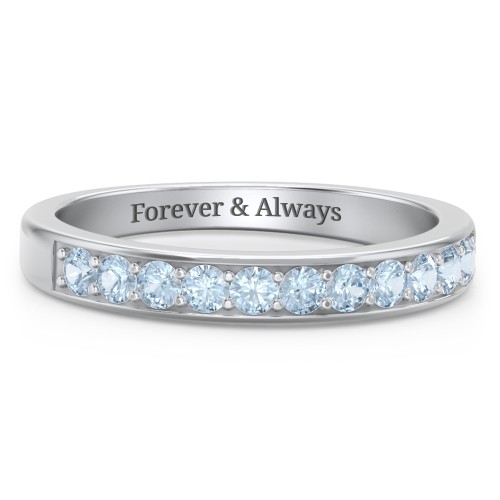 Shadow Band of Stones Ring – Sterling Silver with Blue Topaz