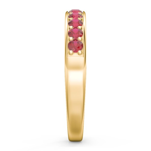 Shadow Band of Stones Ring – 10K Yellow Gold with Garnet