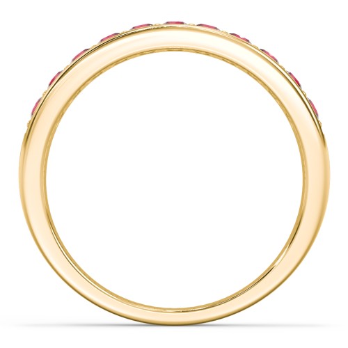 Shadow Band of Stones Ring – 10K Yellow Gold with Garnet