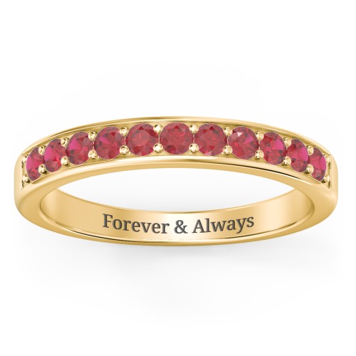Shadow Band of Stones Ring – 10K Yellow Gold with Garnet