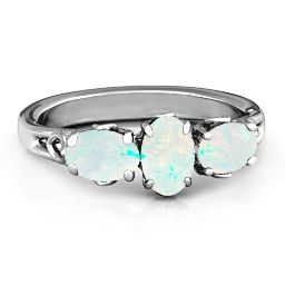 Triple Oval Stone Engagement Ring