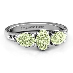 Triple Oval Stone Engagement Ring