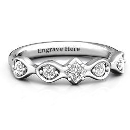 Infinite Wave with Princess Cut Center Stone Ring