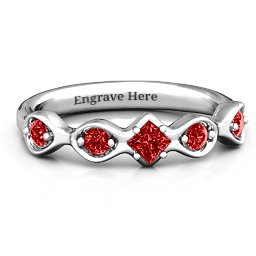 Infinite Wave with Princess Cut Center Stone Ring in 925 Sterling Silver