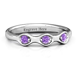 1-4 Infinite Wave Multi Stone Ring in 925 Sterling Silver with Amethyst
