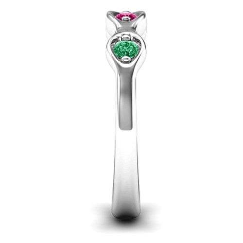 1-4 Infinite Wave Multi Stone Ring – 10K White Gold with Emerald, Ruby, and Cubic Zirconia