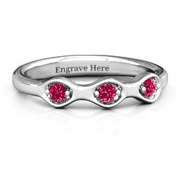 1-4 Infinite Wave Multi Stone Ring in 925 Sterling Silver with Ruby and Amethyst