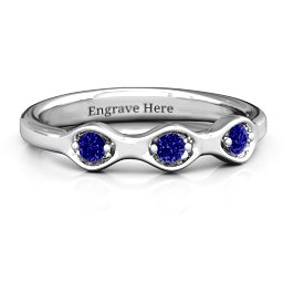1-4 Infinite Wave Multi Stone Ring in 925 Sterling Silver with Blue Sapphire and Amethyst
