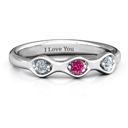 1-4 Infinite Wave Multi Stone Ring in 925 Sterling Silver with Cubic Zirconia, Ruby, and Amethyst