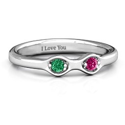 1-4 Infinite Wave Multi Stone Ring in 925 Sterling Silver with Emerald, Ruby, Cubic Zirconia, and Amethyst