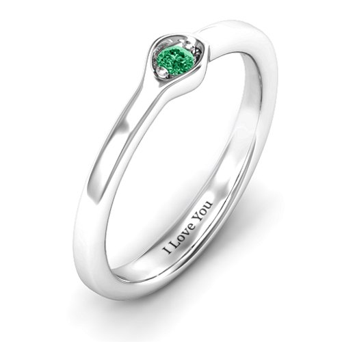1-4 Infinite Wave Multi Stone Ring – Sterling Silver with Emerald