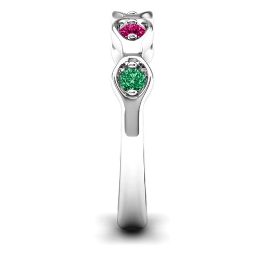 1-4 Infinite Wave Multi Stone Ring – Sterling Silver with Emerald, Ruby, Cubic Zirconia, and Amethyst