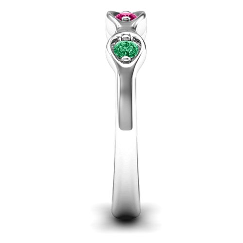 1-4 Infinite Wave Multi Stone Ring – Sterling Silver with Emerald, Ruby, and Cubic Zirconia