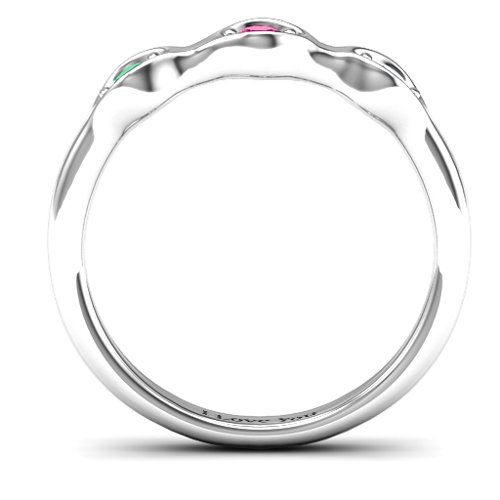 1-4 Infinite Wave Multi Stone Ring – Sterling Silver with Emerald, Ruby, and Cubic Zirconia